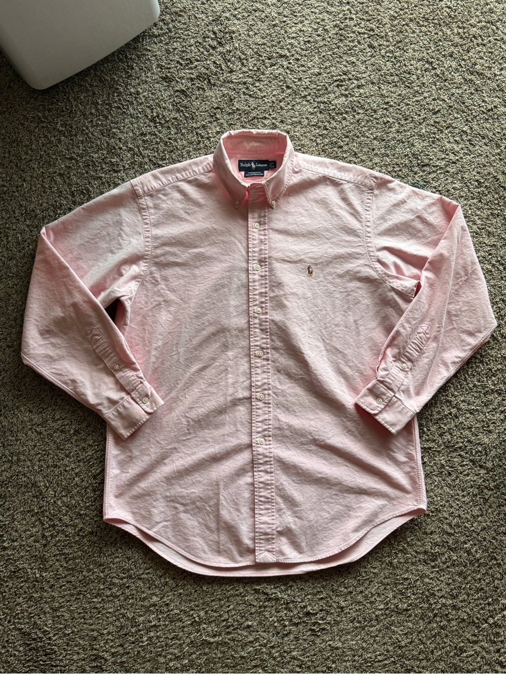 Ralph Lauren Yarmouth Oxford Pink Cotton Long Sleeve Dress Shirt Men 16 - 35